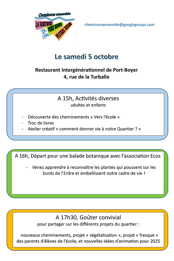 L'ALPB organise Rencontre conviviale proposée par CHEMINONS ENSEMBLE